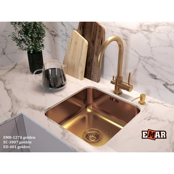 Кухонная мойка Emar EMB-127A PVD Nano Golden 0,8 мм, золото, Цвет производителя: золото фото 2