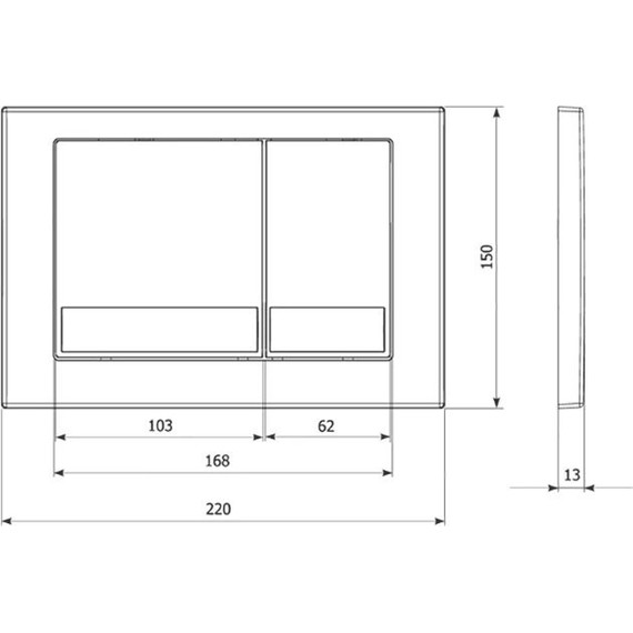 Кнопка смыва Veconi Square VFS001CH, хром глянец фото 2