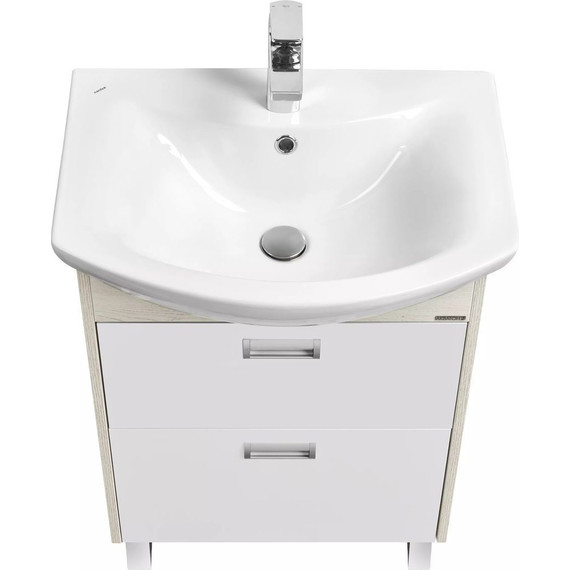 Тумба напольная с раковиной Акватон Бекка 60 см 1A1966K1BAC20, белый глянцевый/дуб сомерсет фото 4