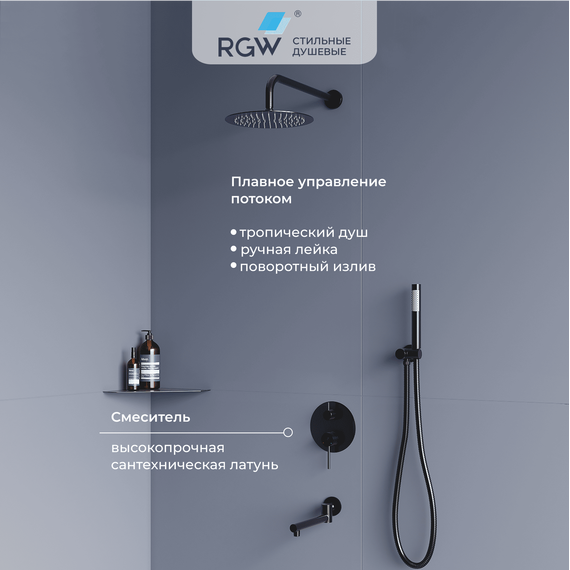 Душевая система для ванны RGW SP-55B 51140855-04, черный матовый фото 