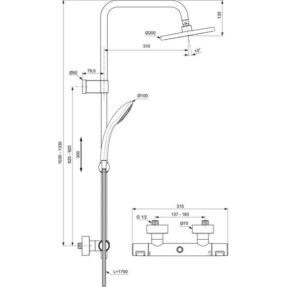 Промо-набор Ideal Standard IdealRain BL7546S2, черный матовый - 11 Промо-набор Ideal Standard IdealRain BL7546S2, черный матовый фото 11