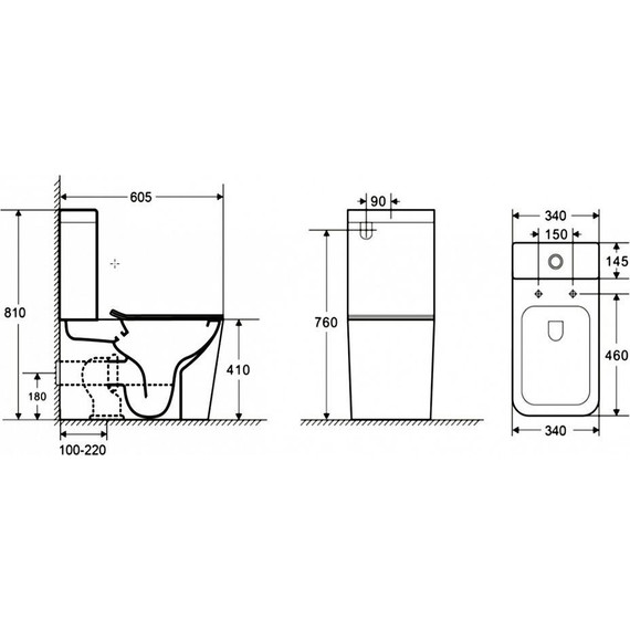 Унитаз-компакт безободковый Azario Quadro AZ-2175-MB с крышкой микролифт, чёрный матовый, Цвет производителя: чёрный матовый фото 3