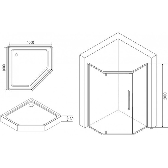 Душевое ограждение Loranto 100x100 см CS-816S B 100 (GRAY) сатин/серое фото 3