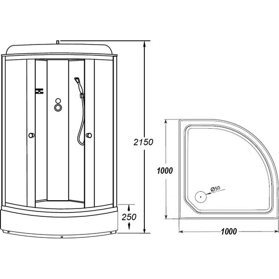 Душевая кабина Loranto 100х100 см CS-6610-25FW 100, хром/матовое - 3 Душевая кабина Loranto 100х100 см CS-6610-25FW 100, хром/матовое фото 3