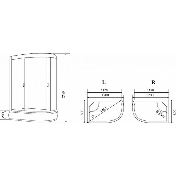 Душевая кабина Loranto 120х80 см CS-66120-20L FW 120, хром/матовое фото 3