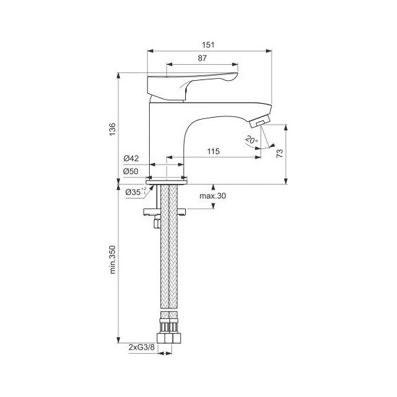 Смеситель для раковины Ideal Standard Alpha BC552AA - 4 Смеситель для раковины Ideal Standard Alpha BC552AA фото 4