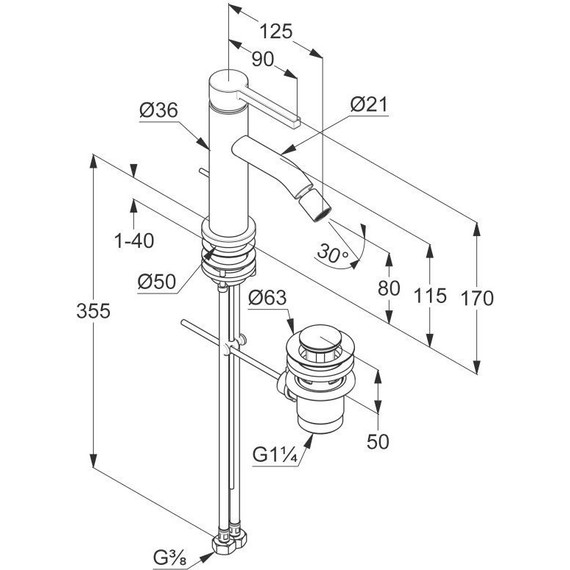 Смеситель для биде Kludi Nova Fonte Pura 202163915, черный матовый фото 2