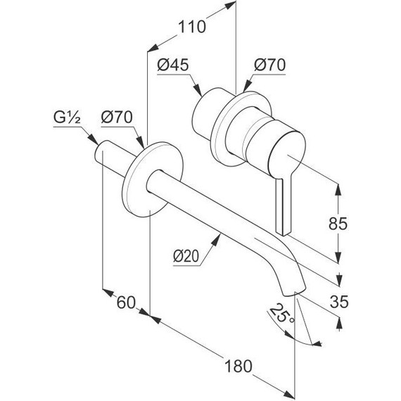 Смеситель для раковины настенный Kludi Nova Fonte Pura 180 мм 202443915, черный матовый фото 2
