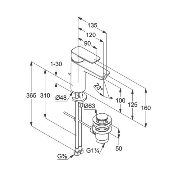 Смеситель для раковины Kludi Pure&Style 402903975, черный матовый - 4 Смеситель для раковины Kludi Pure&Style 402903975, черный матовый фото 4