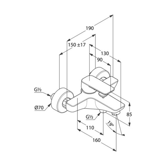 Смеситель для ванны Kludi Pure&Style 406813975, черный матовый фото 3