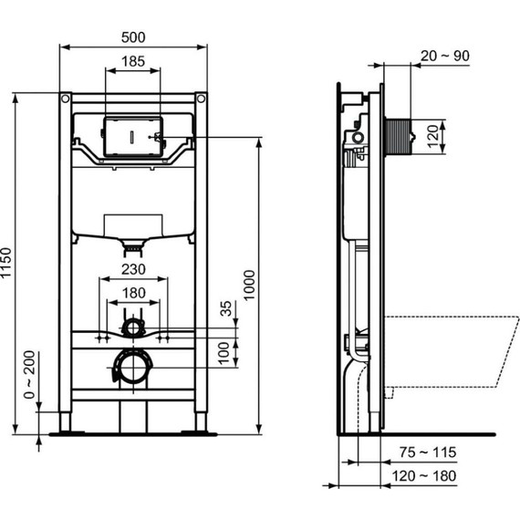 Инсталляция Ideal Standard Prosys Frame 120 M с подвесным безободковым унитазом i.Life B I001401 - 16 Инсталляция Ideal Standard Prosys Frame 120 M с подвесным безободковым унитазом i.Life B I001401 фото 16