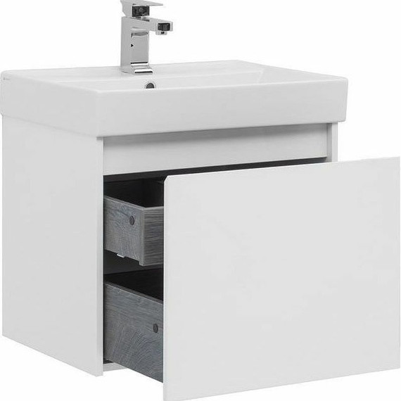 Тумба подвесная с раковиной Aquanet Nova Lite 60 см 242574 (1 ящик) белый, Цвет фасада: белый фото 6