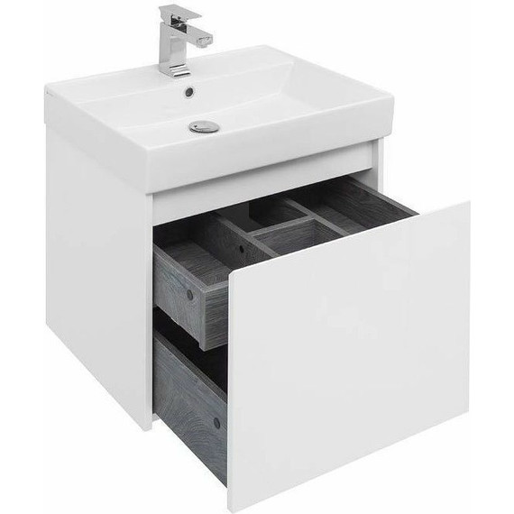Тумба подвесная с раковиной Aquanet Nova Lite 60 см 242574 (1 ящик) белый, Цвет фасада: белый фото 7