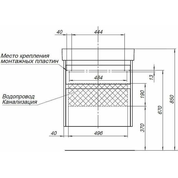 Тумба подвесная с раковиной Aquanet Nova Lite 60 см 242575 (2 ящика) белый, Цвет фасада: белый фото 12