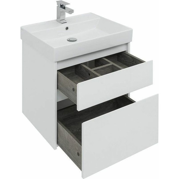 Тумба подвесная с раковиной Aquanet Nova Lite 60 см 242575 (2 ящика) белый, Цвет фасада: белый фото 9