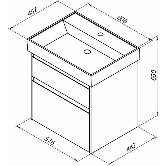 Тумба подвесная с раковиной Aquanet Nova Lite 60 см 242575 (2 ящика) белый, Цвет фасада: белый фото 11
