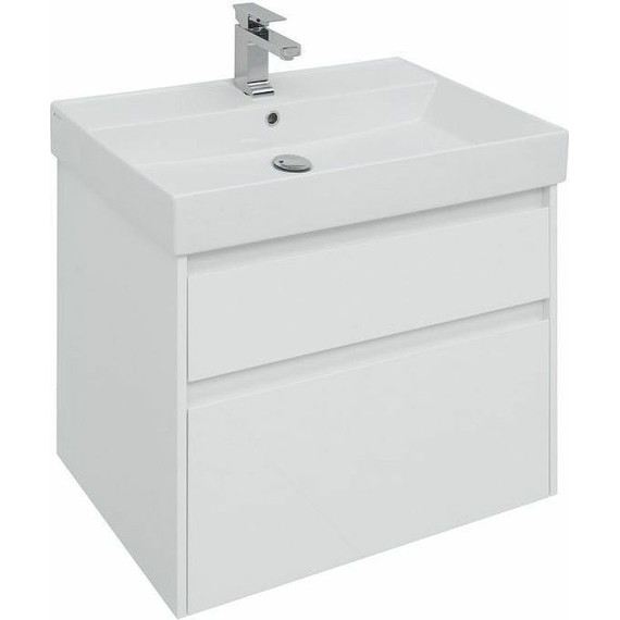 Тумба подвесная с раковиной Aquanet Nova Lite 75 см 242272 (2 ящика) белый, Цвет фасада: белый фото 