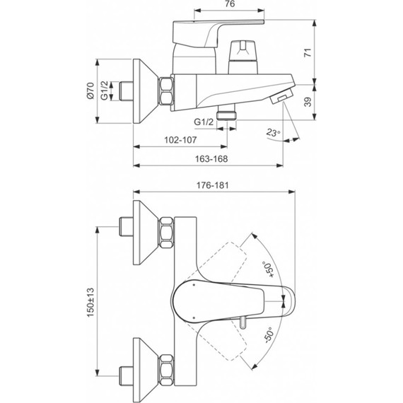 Смеситель для ванны Ideal Standard Cerafine D BC494AA - 8 Смеситель для ванны Ideal Standard Cerafine D BC494AA фото 8