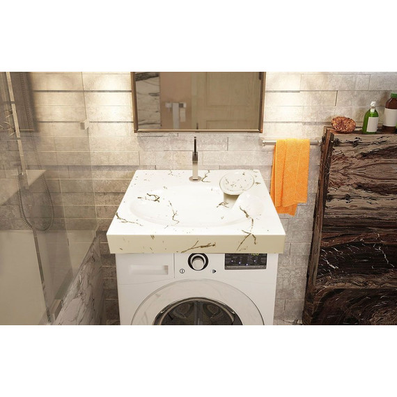 Раковина над стиральной машиной Azario Carmen 60 см CS00078503, белый мрамор - 4 Раковина над стиральной машиной Azario Carmen 60 см CS00078503, белый мрамор фото 4