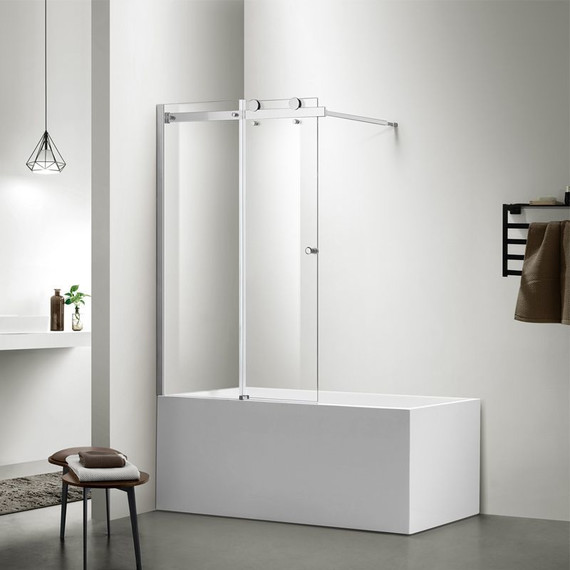 Шторка для ванны Azario Carleon 100х150 см, хром/прозрачное фото 3
