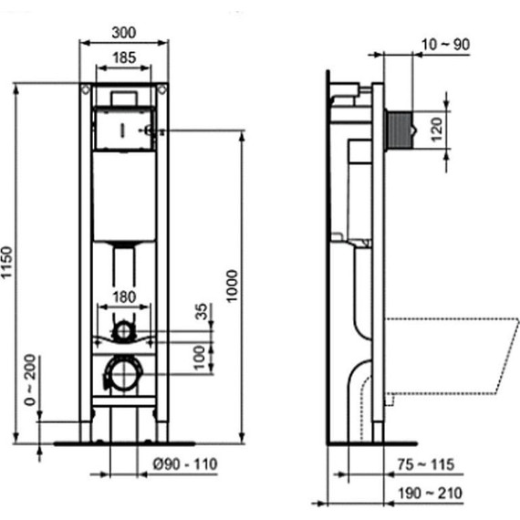 Инсталляция для унитаза Ideal Standard Prosys Eco Frame M E2332AA (кнопка Oleas M2, хром) фото 3
