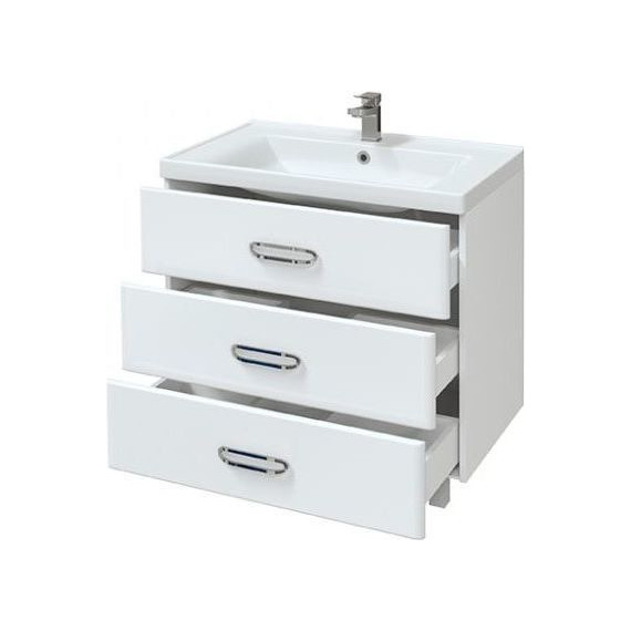 Тумба напольная с раковиной Mirsant Fuji 80 см с доводчиком, белый - 4 Тумба напольная с раковиной Mirsant Fuji 80 см с доводчиком, белый фото 4