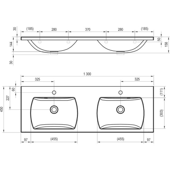 Раковина подвесная Ravak Classic II 130 см XJX01113000 фото 4