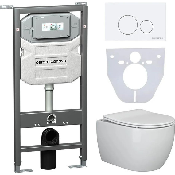 Инсталляция с подвесным унитазом ceramicanova Play Rimless CN3001_1001W_1000 фото 