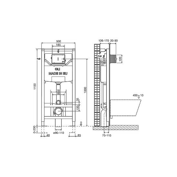 Инсталляция для унитаза Oli 120 100409mSL00 (кнопка смыва Slim, хром глянец) фото 4
