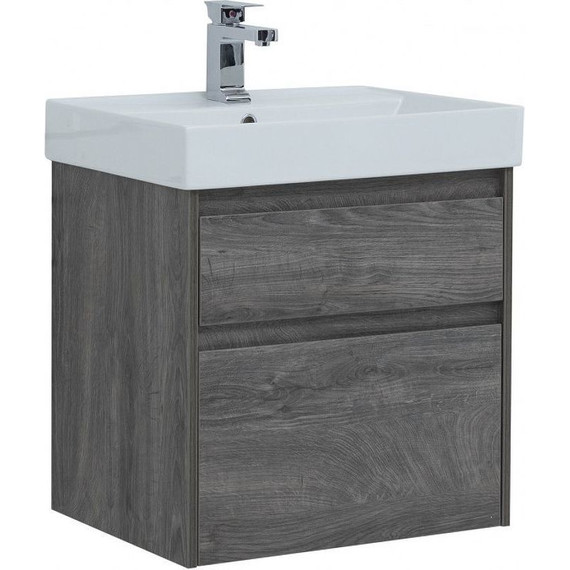 Тумба подвесная с раковиной Aquanet Nova Lite 60 см 242577 (2 ящика) дуб рошелье, Цвет фасада: дуб рошелье фото 