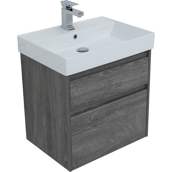 Тумба подвесная с раковиной Aquanet Nova Lite 60 см 242577 (2 ящика) дуб рошелье, Цвет фасада: дуб рошелье фото 6