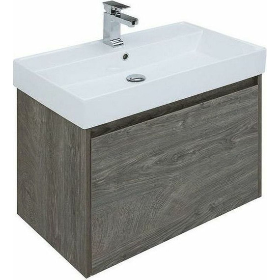 Тумба подвесная с раковиной Aquanet Nova Lite 75 см 242274 (1 ящик) дуб рошелье фото 