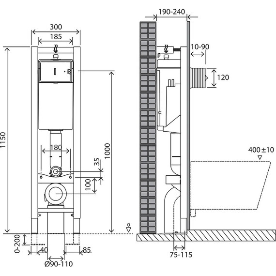 Инсталляция для унитаза Oli Quadra 280490mRI00 (кнопка смыва River, хром глянец) фото 4