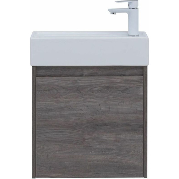 Тумба подвесная с раковиной Aquanet Nova Lite 50 см 298854 (1 дверца) дуб рошелье, Цвет фасада: дуб рошелье фото 