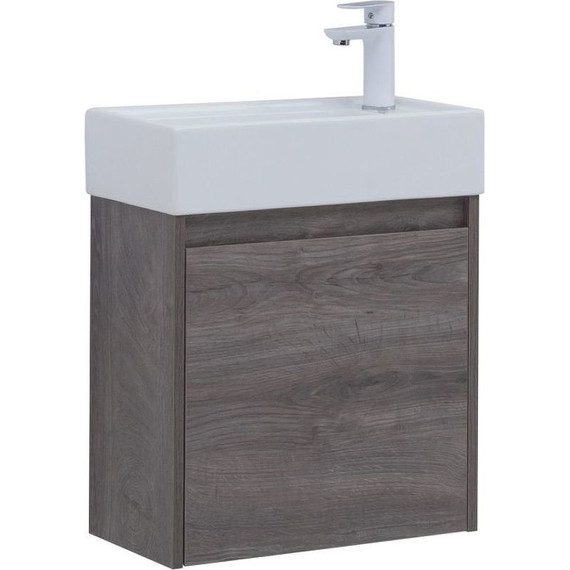 Тумба подвесная с раковиной Aquanet Nova Lite 50 см 298854 (1 дверца) дуб рошелье, Цвет фасада: дуб рошелье фото 3