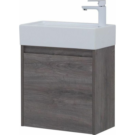 Тумба подвесная с раковиной Aquanet Nova Lite 50 см 298854 (1 дверца) дуб рошелье, Цвет фасада: дуб рошелье фото 4