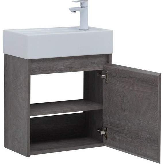 Тумба подвесная с раковиной Aquanet Nova Lite 50 см 298854 (1 дверца) дуб рошелье, Цвет фасада: дуб рошелье фото 6