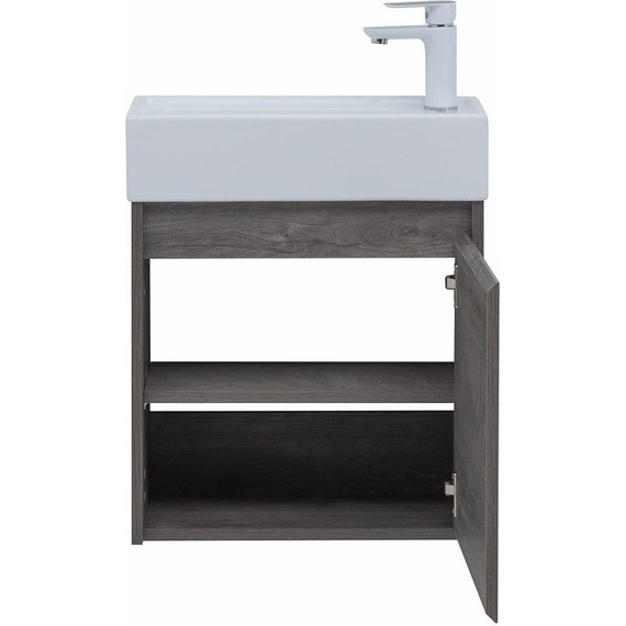 Тумба подвесная с раковиной Aquanet Nova Lite 50 см 298854 (1 дверца) дуб рошелье, Цвет фасада: дуб рошелье фото 8