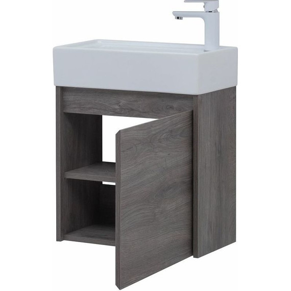 Тумба подвесная с раковиной Aquanet Nova Lite 50 см 298854 (1 дверца) дуб рошелье, Цвет фасада: дуб рошелье фото 9