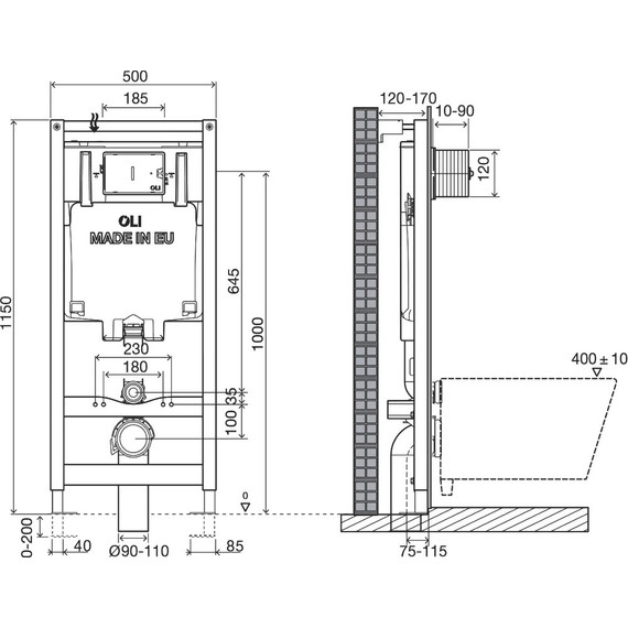 Инсталляция для унитаза Oli 80 300572mGB00 (кнопка смыва Globe, хром глянец) фото 4