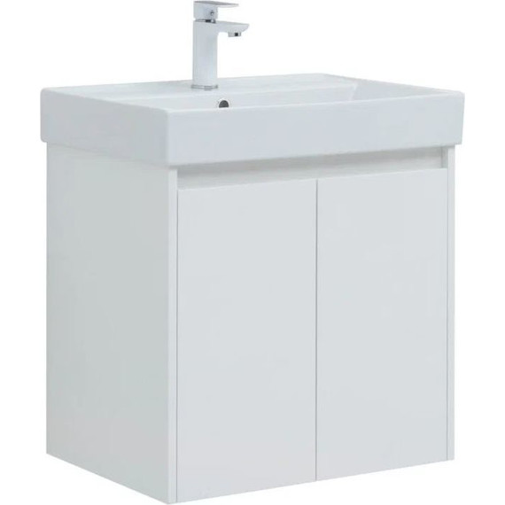 Тумба подвесная с раковиной Aquanet Nova Lite 60 см 298847 (2 дверцы) белый, Цвет фасада: белый фото 