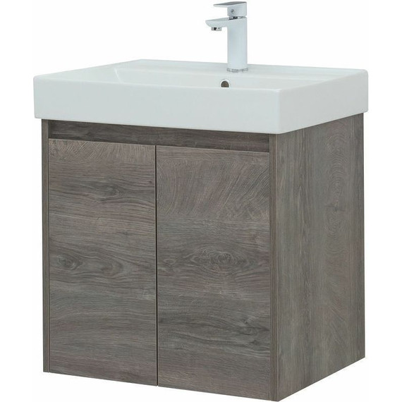 Тумба подвесная с раковиной Aquanet Nova Lite 60 см 298848 (2 дверцы) дуб рошелье, Цвет фасада: дуб рошелье фото 5