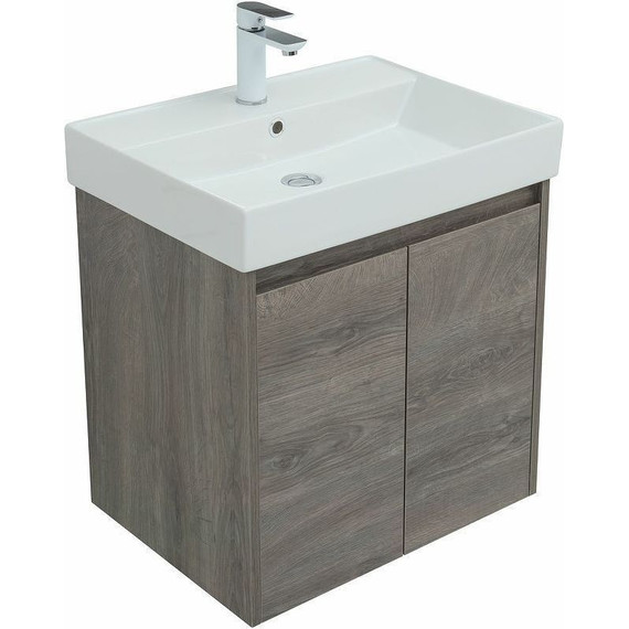 Тумба подвесная с раковиной Aquanet Nova Lite 60 см 298848 (2 дверцы) дуб рошелье, Цвет фасада: дуб рошелье фото 6