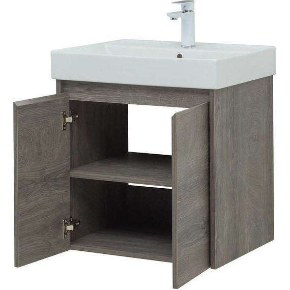 Тумба подвесная с раковиной Aquanet Nova Lite 60 см 298848 (2 дверцы) дуб рошелье, Цвет фасада: дуб рошелье фото 8
