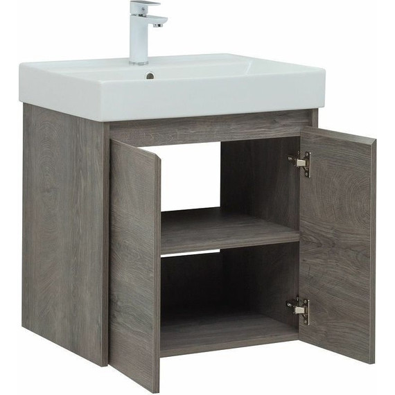Тумба подвесная с раковиной Aquanet Nova Lite 60 см 298848 (2 дверцы) дуб рошелье, Цвет фасада: дуб рошелье фото 10