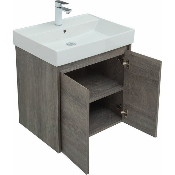 Тумба подвесная с раковиной Aquanet Nova Lite 60 см 298848 (2 дверцы) дуб рошелье, Цвет фасада: дуб рошелье фото 11