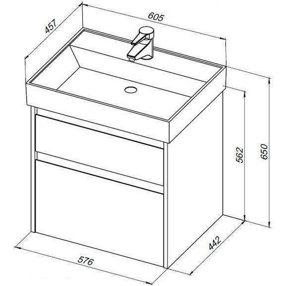 Тумба подвесная с раковиной Aquanet Nova Lite 60 см 287894 (2 ящика) дуб чёрный, Цвет фасада: дуб черный фото 3