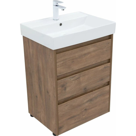 Тумба напольная с раковиной Aquanet Nova Lite 60 см 302471 (3 ящика) дуб рустикальный, Цвет фасада: тёмное дерево - 5 Тумба напольная с раковиной Aquanet Nova Lite 60 см 302471 (3 ящика) дуб рустикальный, Цвет фасада: тёмное дерево фото 5