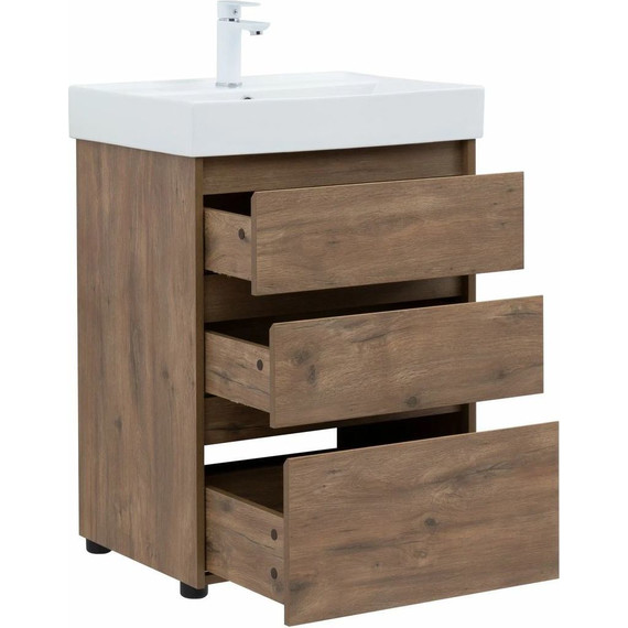 Тумба напольная с раковиной Aquanet Nova Lite 60 см 302471 (3 ящика) дуб рустикальный, Цвет фасада: тёмное дерево - 7 Тумба напольная с раковиной Aquanet Nova Lite 60 см 302471 (3 ящика) дуб рустикальный, Цвет фасада: тёмное дерево фото 7