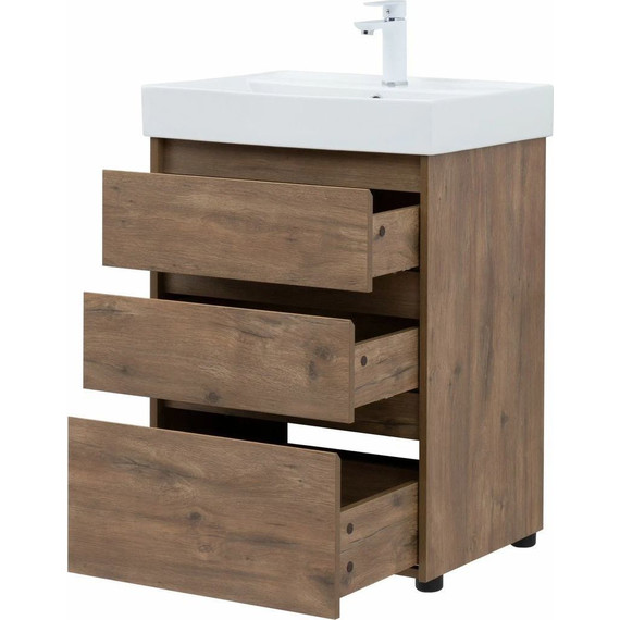 Тумба напольная с раковиной Aquanet Nova Lite 60 см 302471 (3 ящика) дуб рустикальный, Цвет фасада: тёмное дерево - 10 Тумба напольная с раковиной Aquanet Nova Lite 60 см 302471 (3 ящика) дуб рустикальный, Цвет фасада: тёмное дерево фото 10